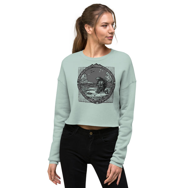 ICE FISHING TURTLE Crop Sweatshirt
